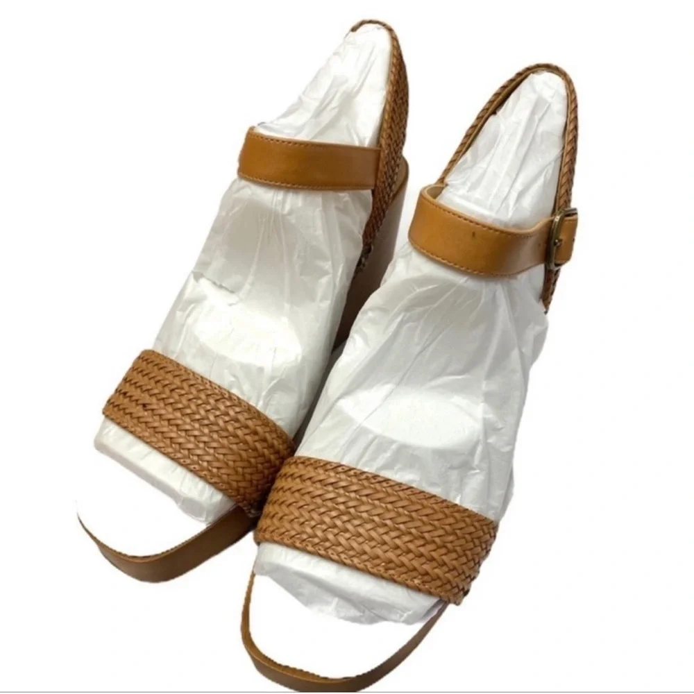 Lucky Brand Woven Platform Wedge Zyler Macaroon Weevel Weave Sandal Size 8.5